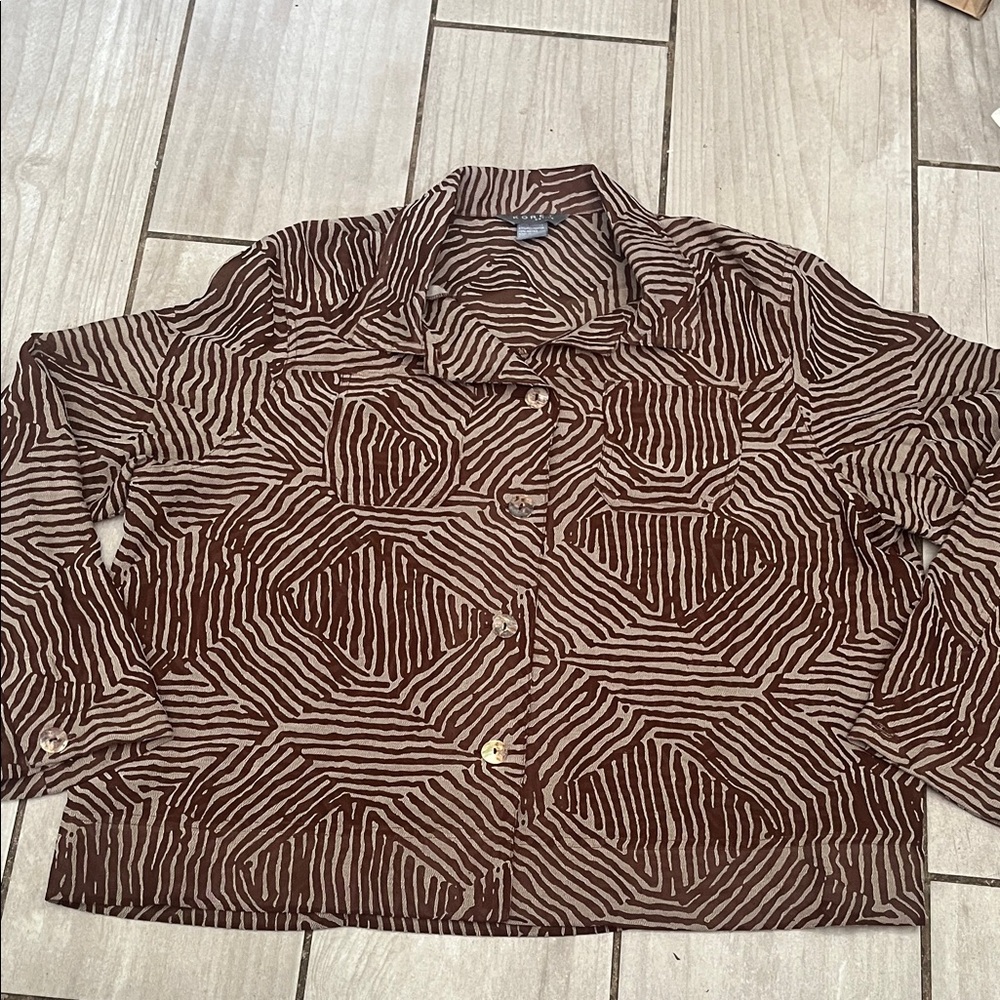 Koret Zebra Print Brown and Cream Blouse